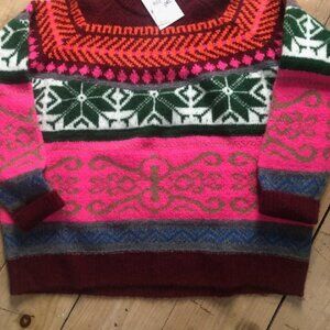 Anthropologie Essentiel Antwerp Irelando Fairisle Sweater Oversized Sz XL NWT
